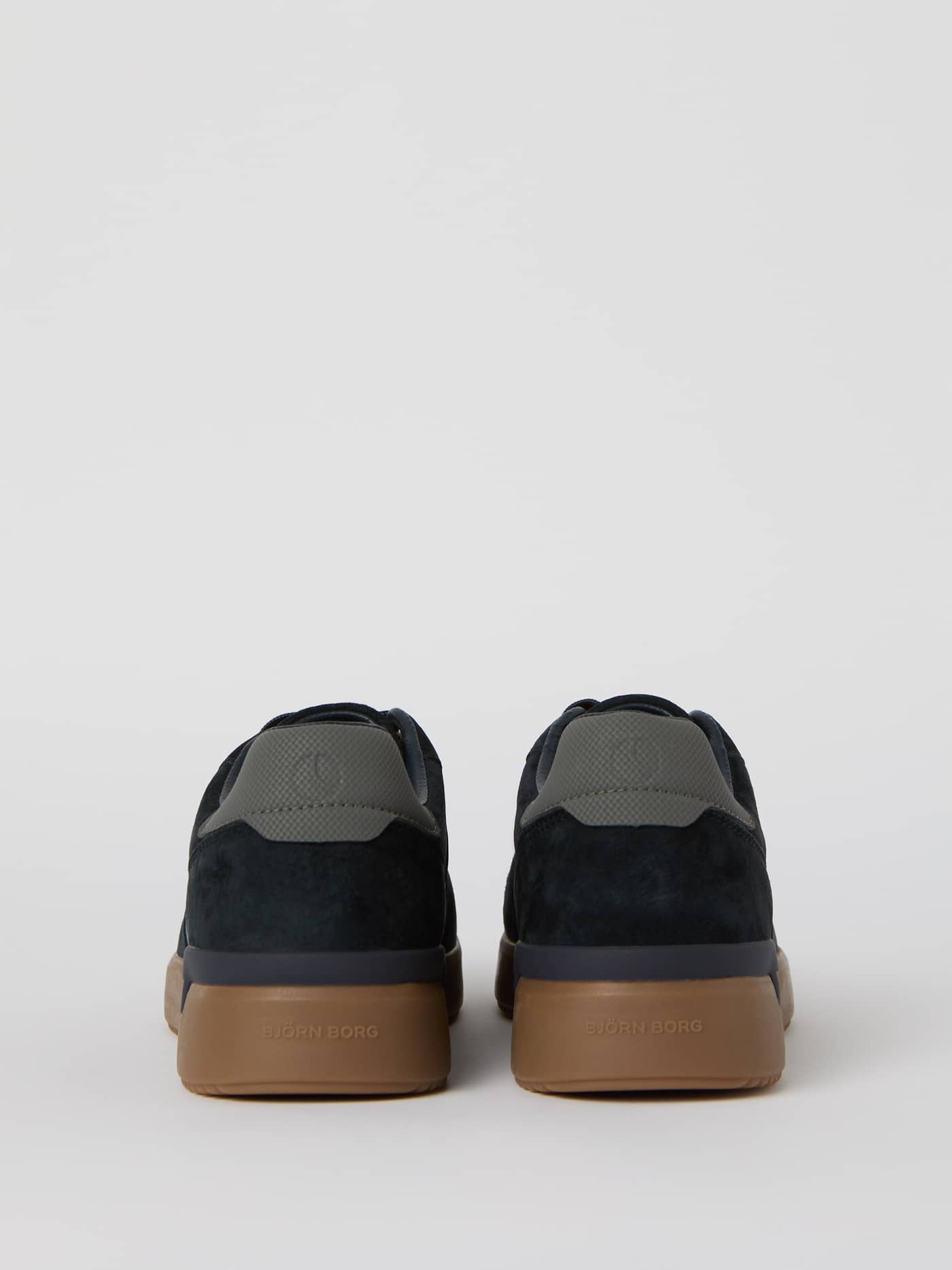 Back view of the Björn Borg Men's Spin Sneakers in Navy, a tennis-inspired suede style with a rubber sole. - Image 2