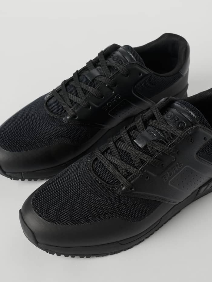 Zwarte Men's Match Sneakers van ademend mesh en synthetisch leer met een zwart BORG-logo voor hardlopen. - Image 3