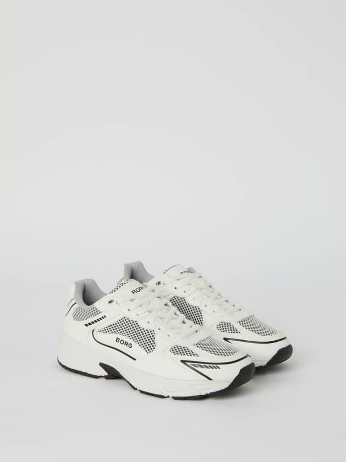 Women's Grand Sneakers i White / Black (Hvid) af syntetisk læder og mesh med sort BORG-logo til løb og træning. - Image 2