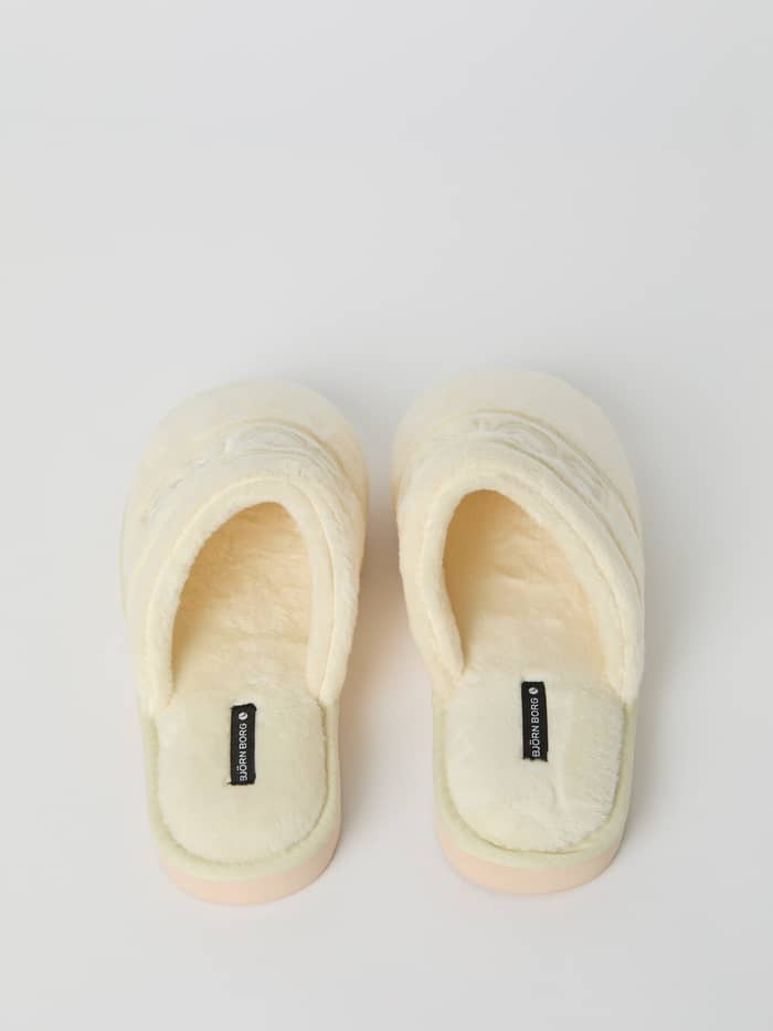 Beige Björn Borg Women's Slippers Homy in bovenaanzicht, van zacht zijdeachtig polyester met een pluche gevoel. - Image 3