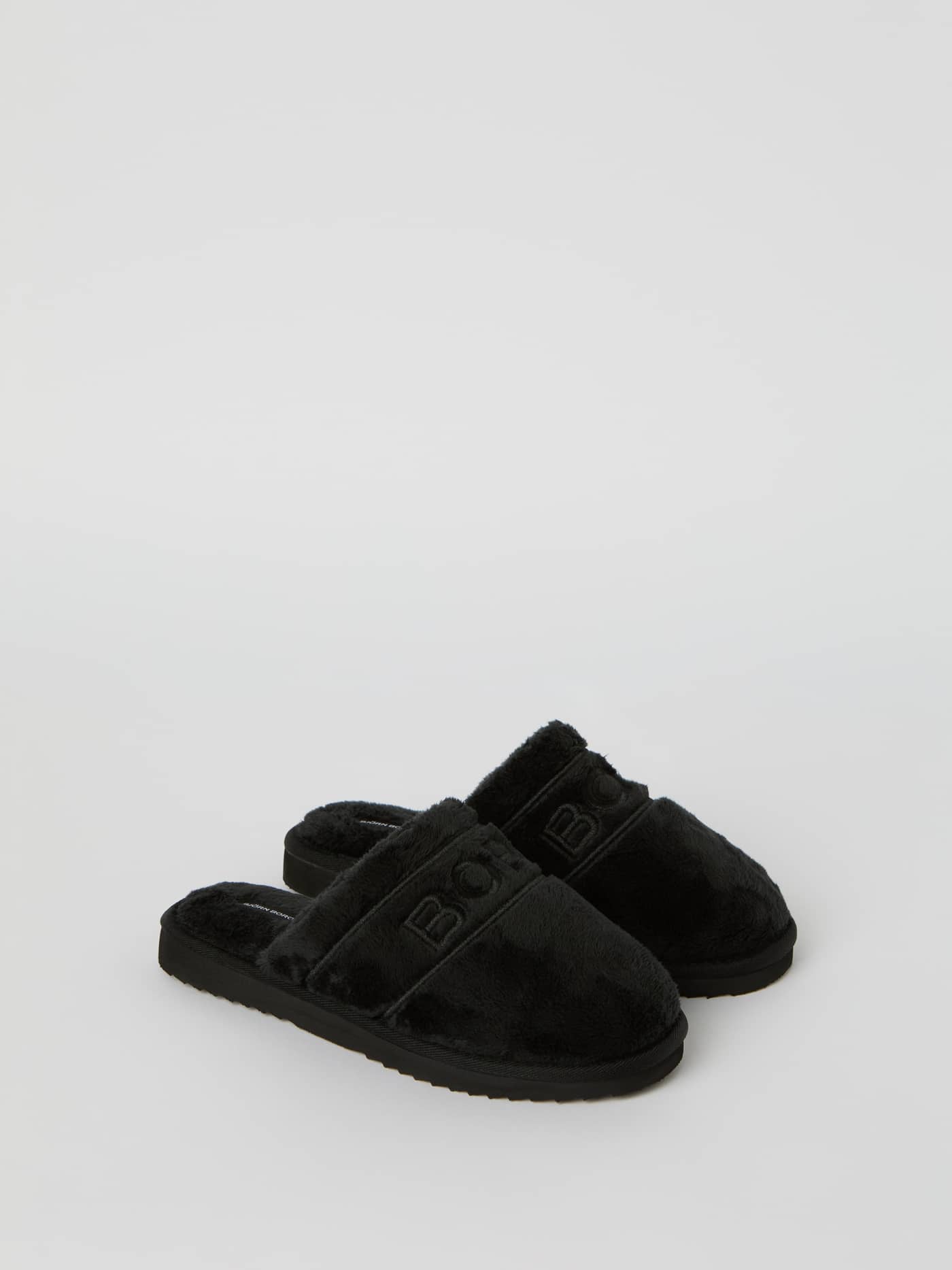 Zwarte Women's Slippers Homy van zacht zijdeachtig polyester met een comfortabele pasvorm en tonaal geborduurd BORG-logo. - Image 1
