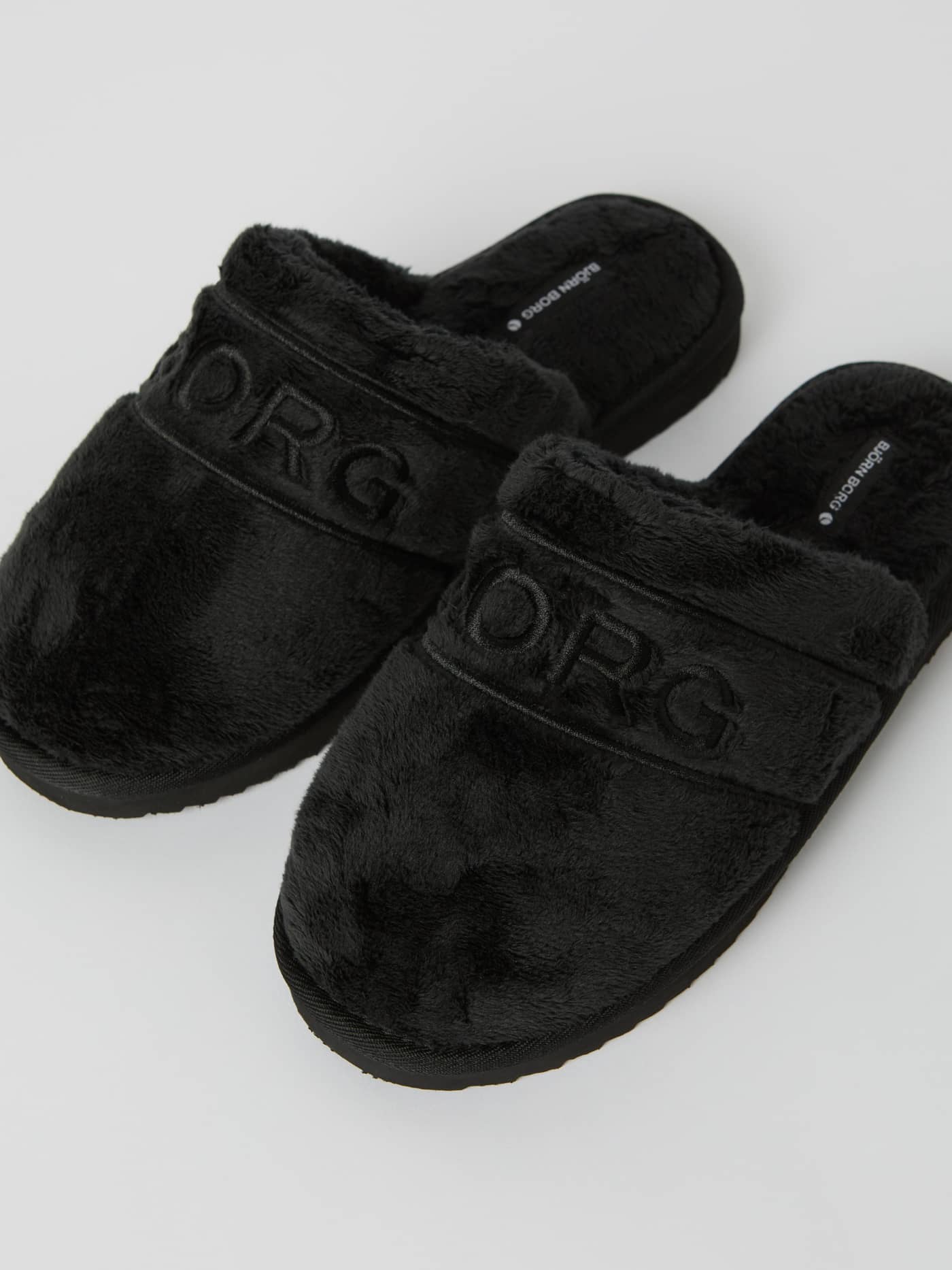 Zwarte Women's Slippers Homy van zijdezacht polyester met een geborduurd Borg-logo voor een stijlvolle pasvorm. - Image 3
