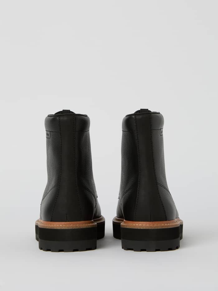 Björn Borg Women's Boots H600 Hiker Mid in zwart getrommeld leer met een stijlvolle pasvorm, achteraanzicht. - Image 3