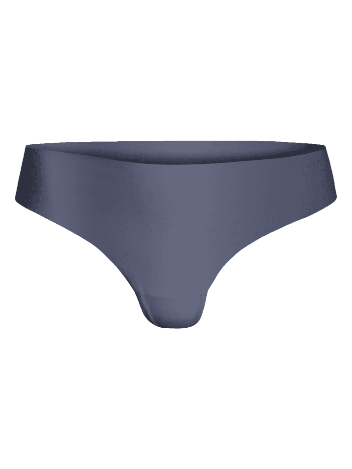 Performance Thong 3-pack i blå med laserskårne kanter og blåt varmeforseglet logo til træningskomfort set forfra. - Image 4