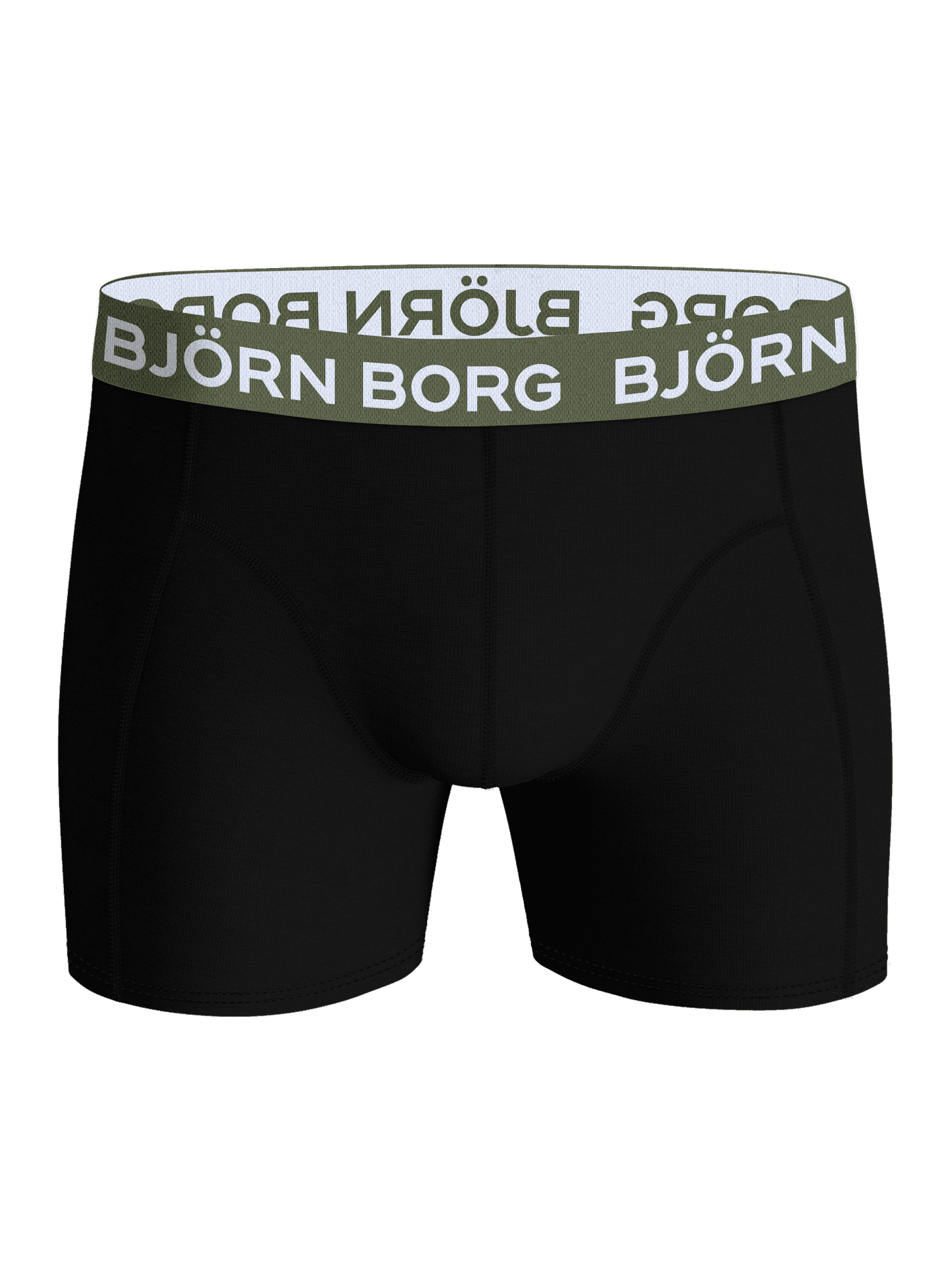 Cotton Stretch Boxer 7-pack in zwart van zacht katoen met een groene tailleband en wit logo, vooraanzicht. - Image 4