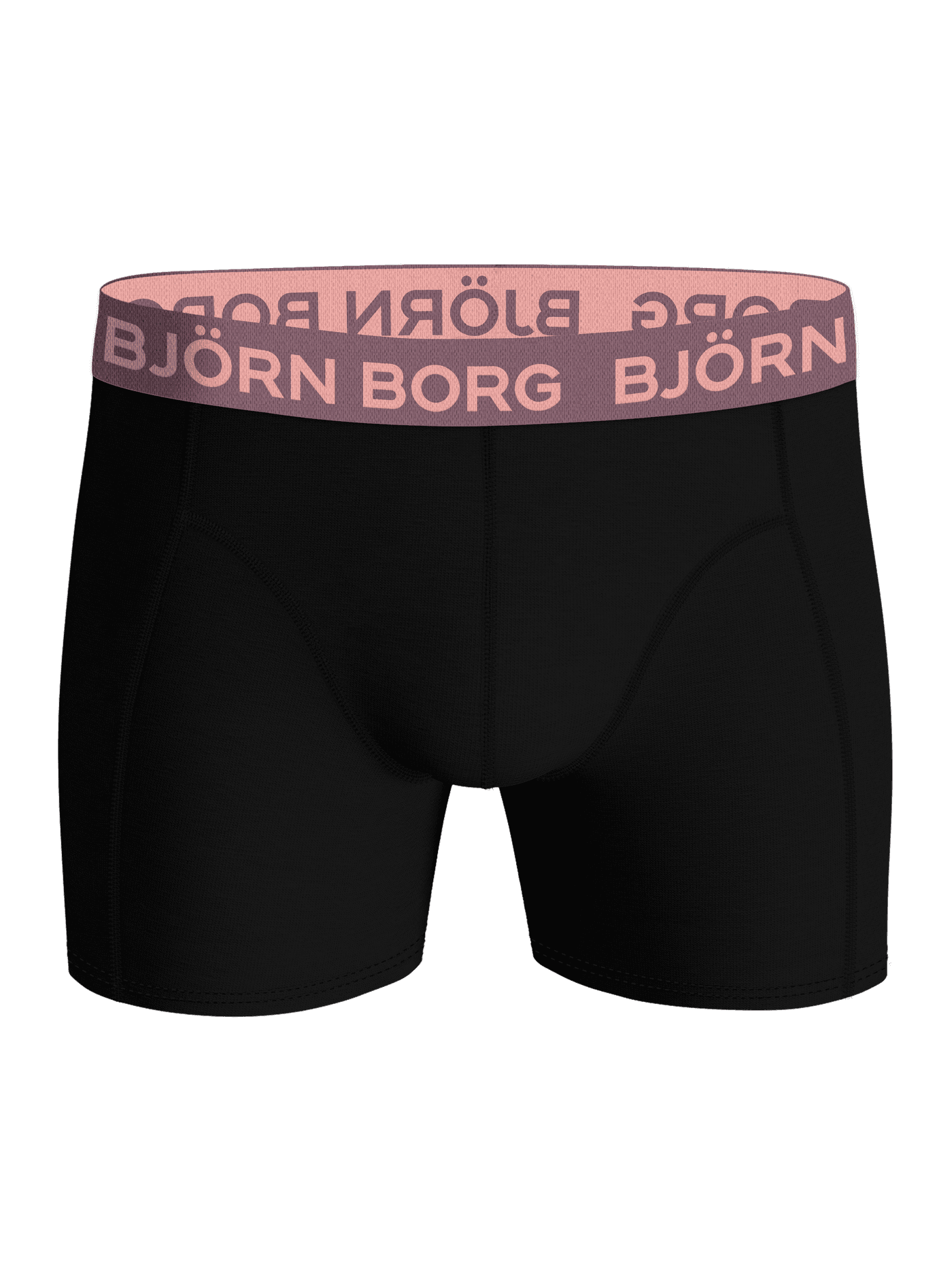 Björn Borg Cotton Stretch Boxer 7-pack in zwart van katoen stretch met een mauve tailleband, getoond in vooraanzicht. - Image 2