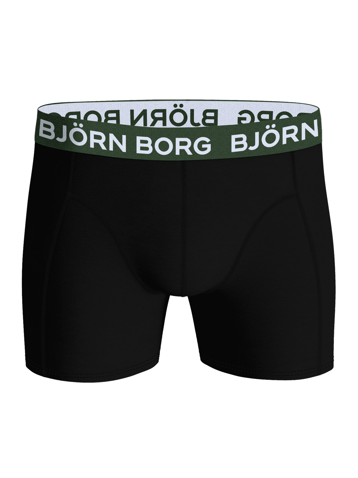 Cotton Stretch Boxer 3-pack para hombre en negro y verde de algodón suave con logotipo blanco en la cintura elástica. - Image 4