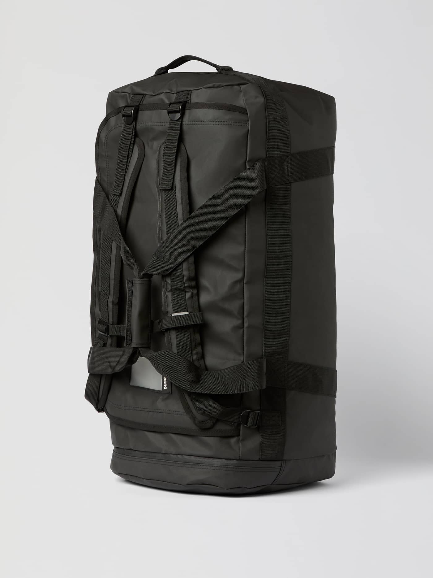 Borg Duffle Bag 95L in Black Beauty (Zwart) van stevig gecoat materiaal en banden voor training, zijaanzicht. - Image 6
