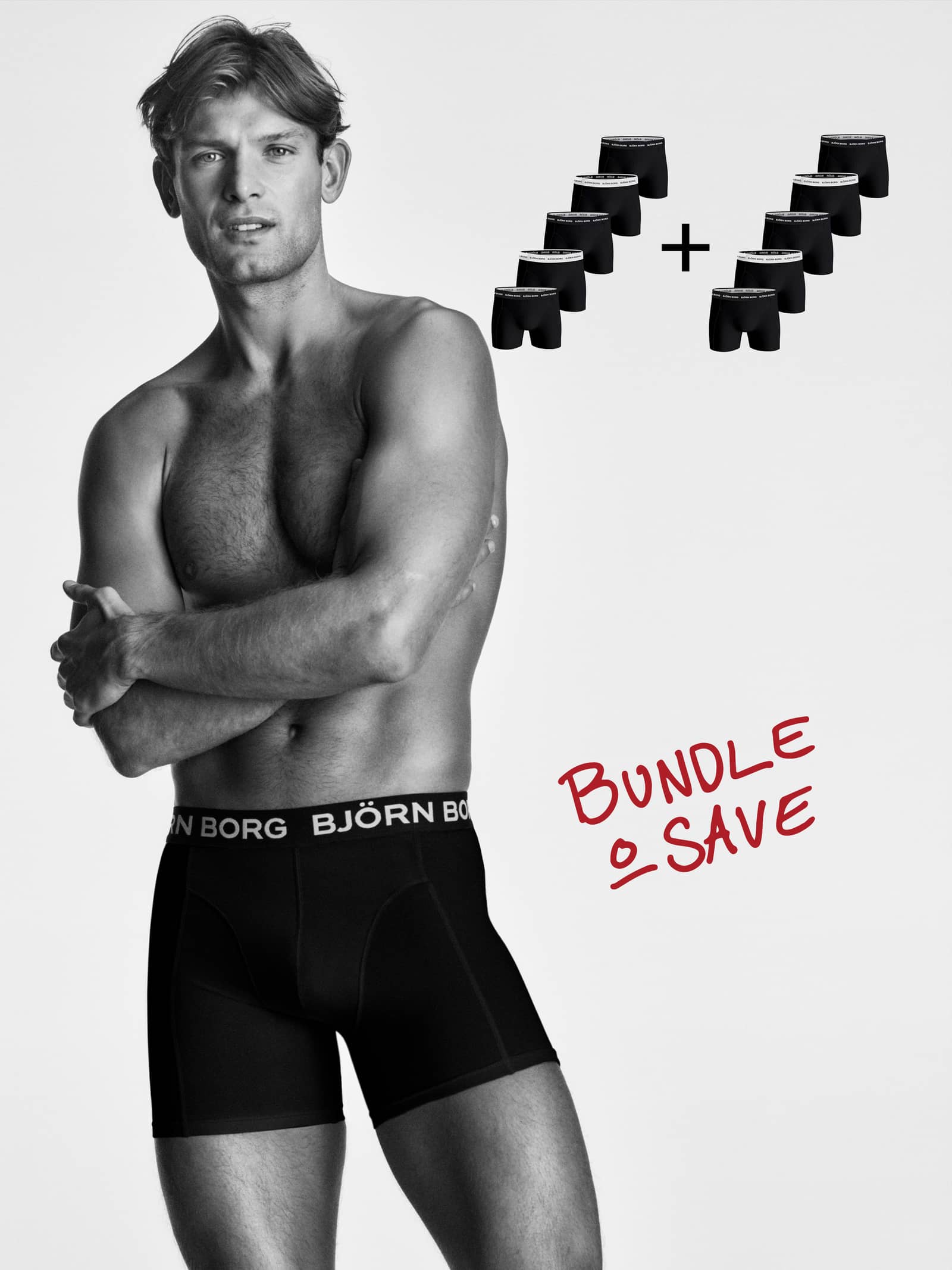 Björn Borg - Cotton Stretch Boxer 10-pack Black and White Waistband  Men - Image 1