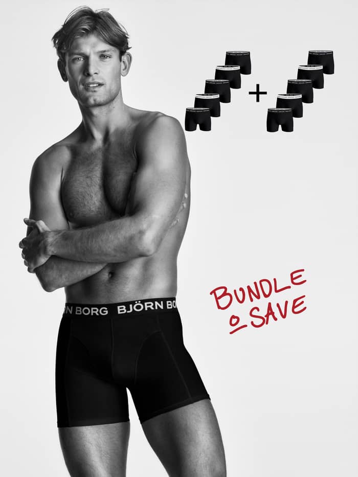 Björn Borg - Cotton Stretch Boxer 10-pack Black and White Waistband