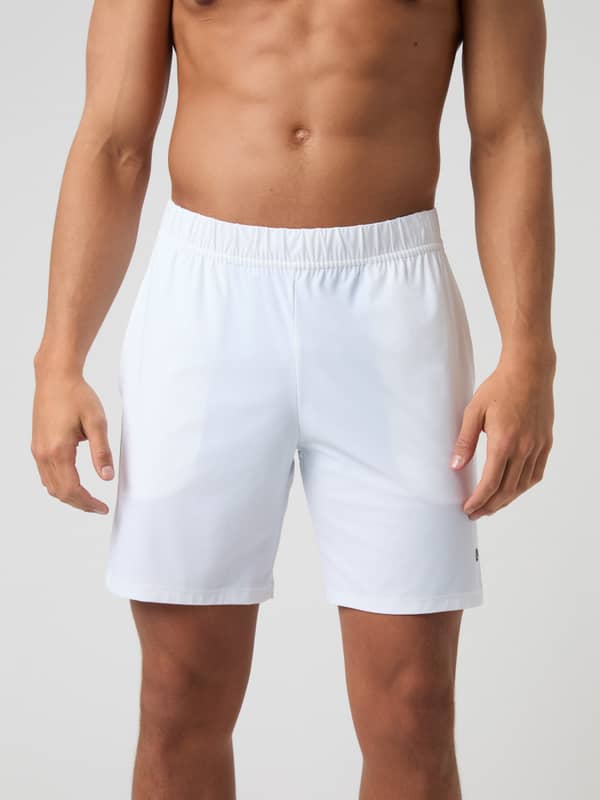 Vue de face du Ace Sports Shorts 8 inch en Brilliant White (Blanc) en polyamide recyclé pour le tennis.
