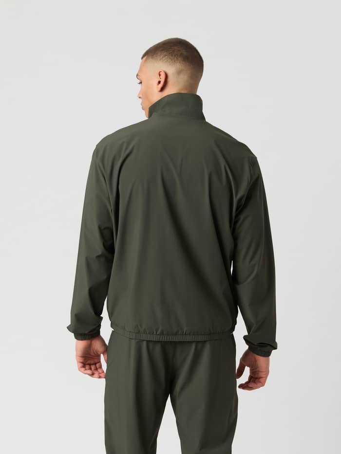 Björn Borg Ace Track Jacket in Peat (Groen) in achteraanzicht, een stijlvol en functioneel herenjack voor tennis. - Image 2