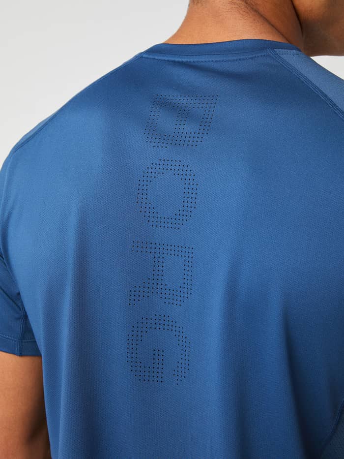 Ace Mesh Panel T-Shirt i Sargasso Sea (Blå) set bagfra med perforeret BORG-logo til tennis. - Image 4