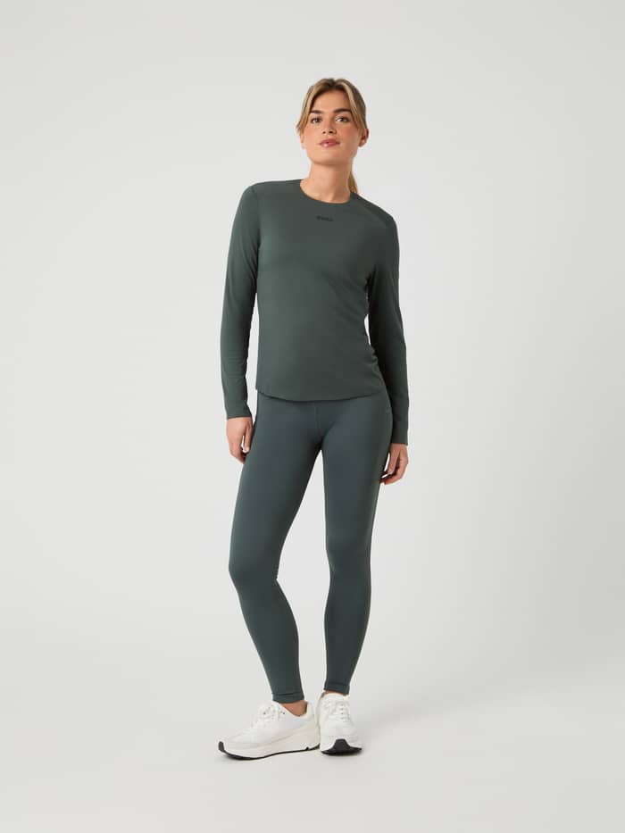 Borg Running Feather Long Sleeve T-Shirt in Urban Chic (Groen) met zwart logo, stijlvolle pasvorm voor hardlopen. - Image 3