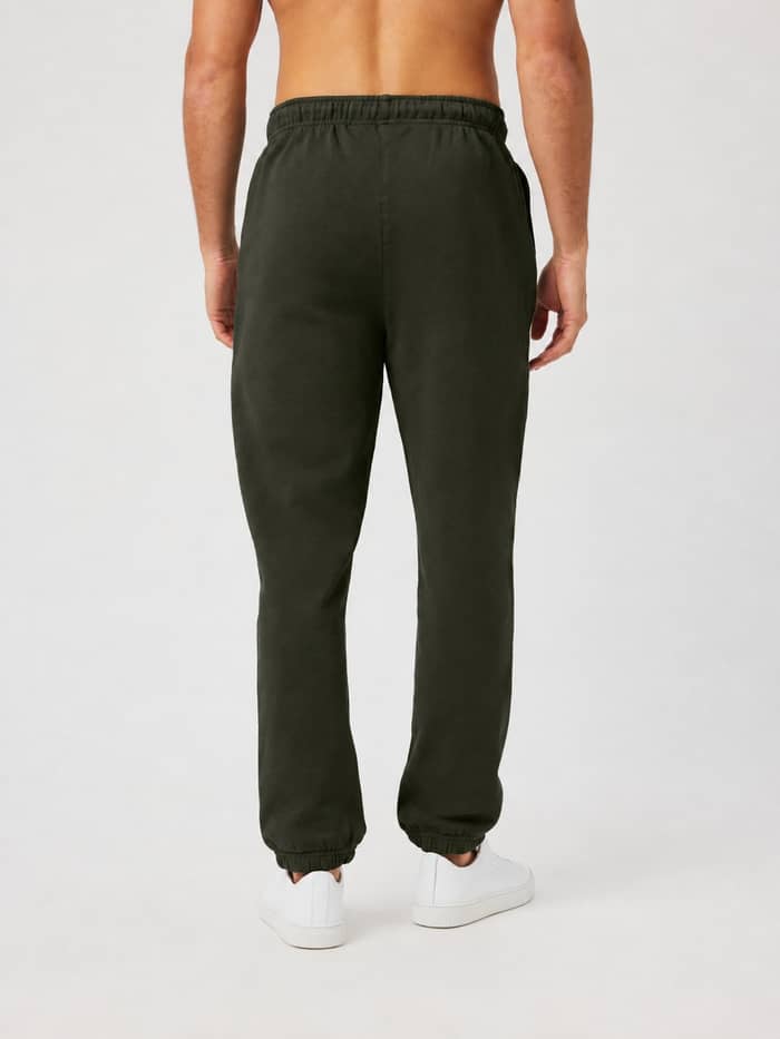 Achteraanzicht van de Borg Classic Sweatpants in Rosin (Groen) met een effen, regular fit van zachte french terry. - Image 2