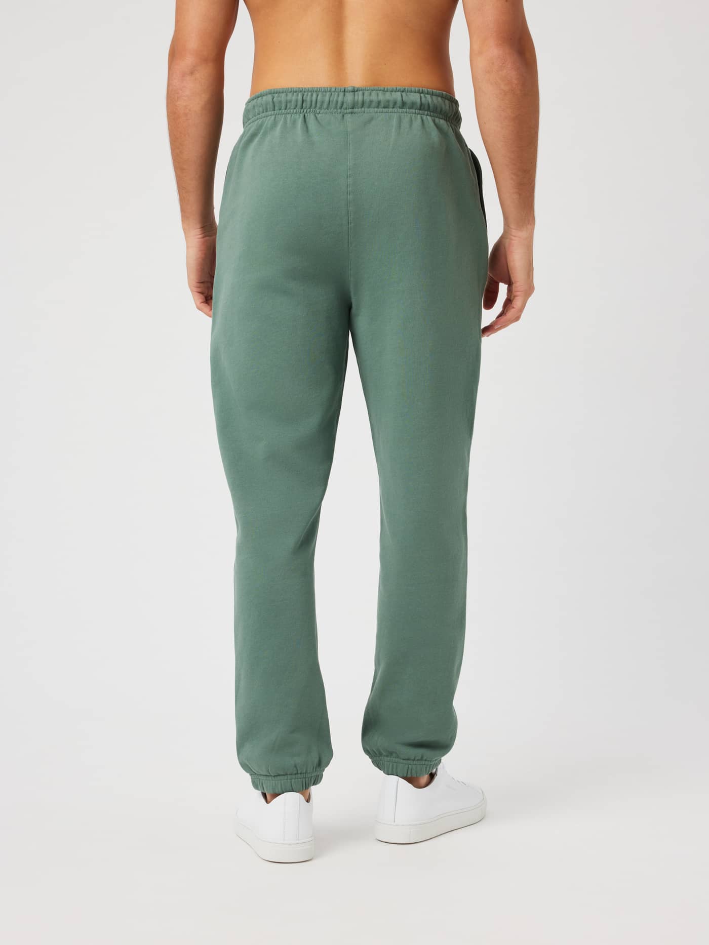 Back view of the Borg Classic Sweatpants in Laurel Wreath (green) featuring ribbed cuffs and waist. - Image 2