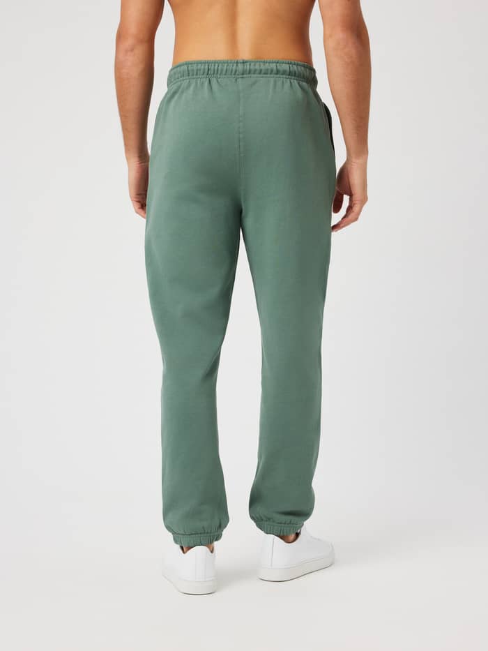 Back view of the Borg Classic Sweatpants in Laurel Wreath (green) featuring ribbed cuffs and waist.