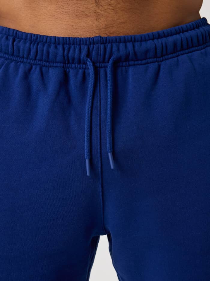 Functional 100% cotton drawstring waistband for a custom fit on men's Borg Classic Sweatshorts in Blue Depths (Blue).