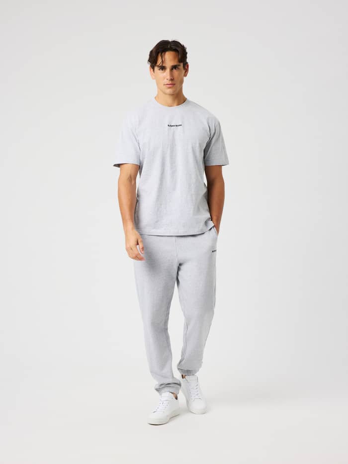 Front view of the Borg Classic T-Shirt in Light Grey Melange (Grey) featuring a short-sleeve regular fit and cotton fabric.