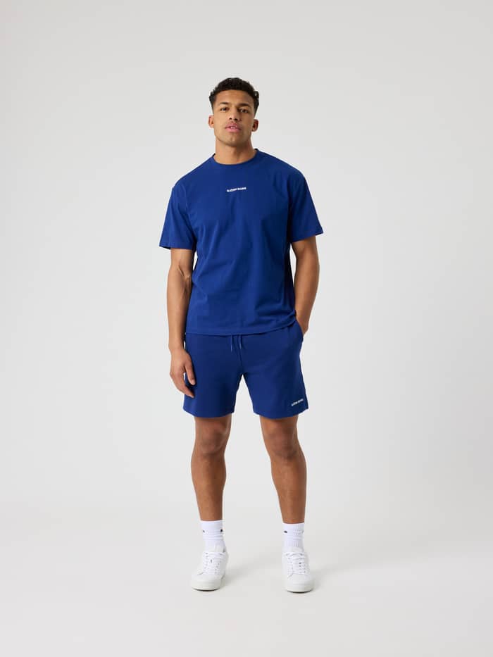 Vooraanzicht van een man in het katoenen Borg Classic T-Shirt in Blue Depths (Blauw) met wit logo en normale pasvorm. - Image 3