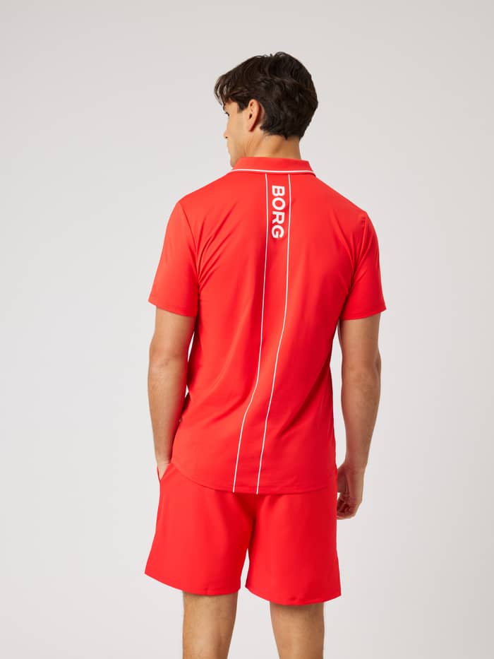 Vue arrière du Ace Polo Shirt en Flame Scarlet (Rouge) avec logo Borg blanc pour le tennis. - Image 3