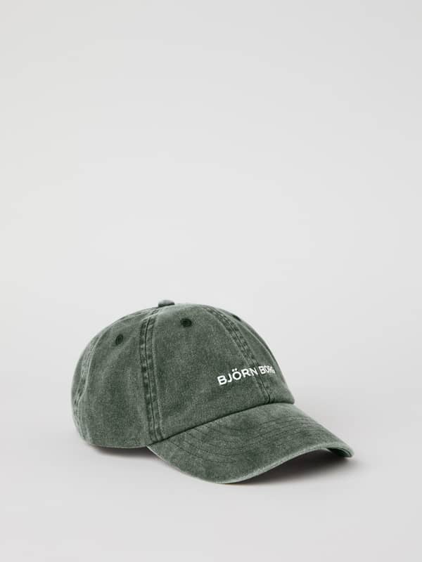 Borg Washed Cap en Balsam Green (Vert) en coton biologique avec effet délavé pour le tennis, le training et le running.