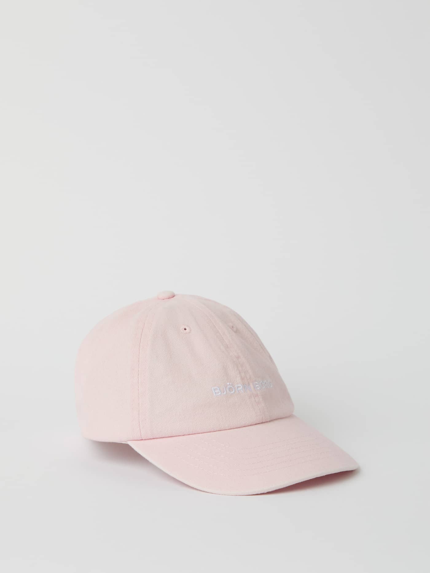 Peaches N Cream (Pink) Borg Washed Cap in organic cotton with an embroidered logo and washed-out effect. - Image 1