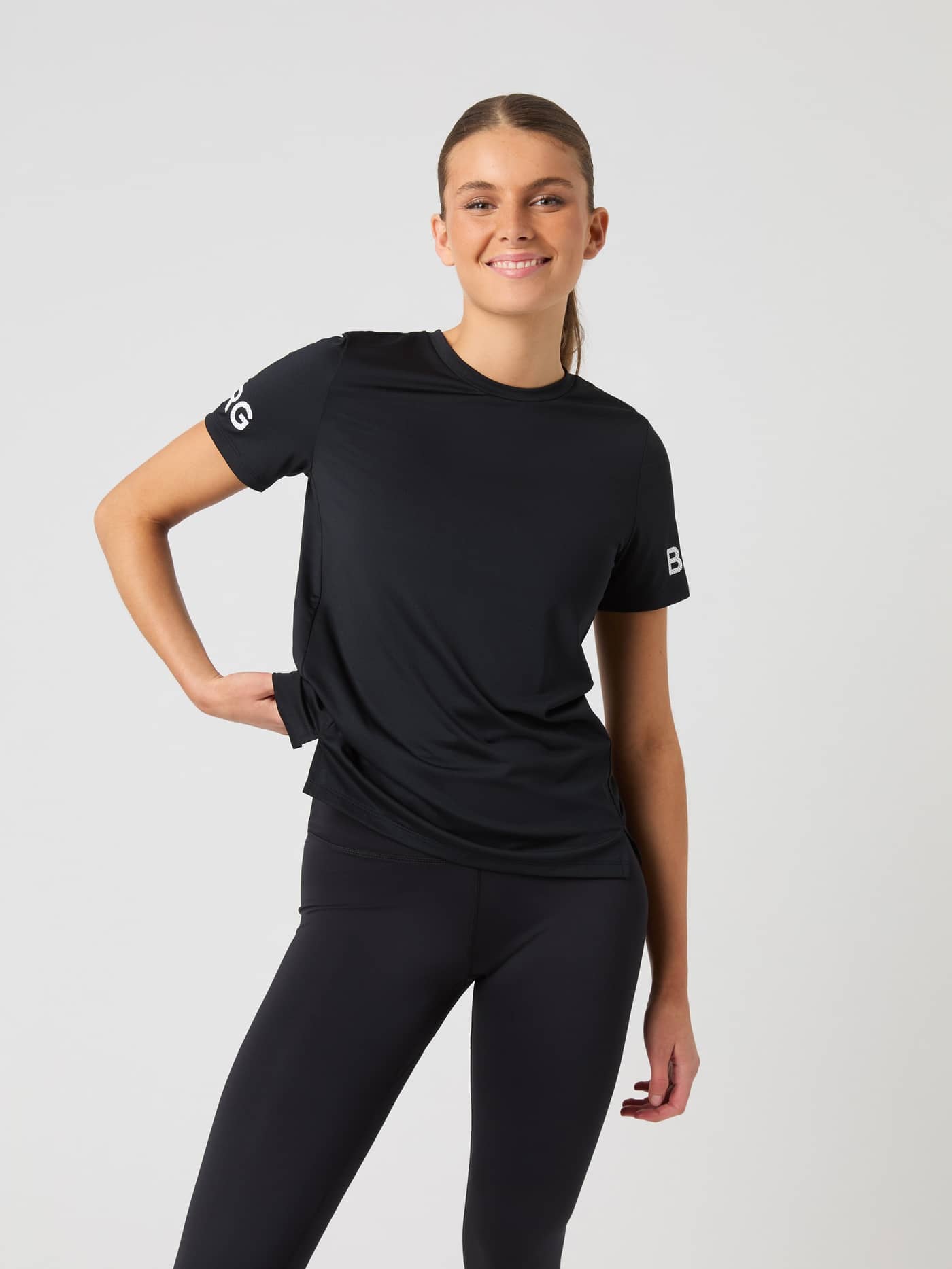 Front view of a model wearing the black Borg T-Shirt. - Image 1