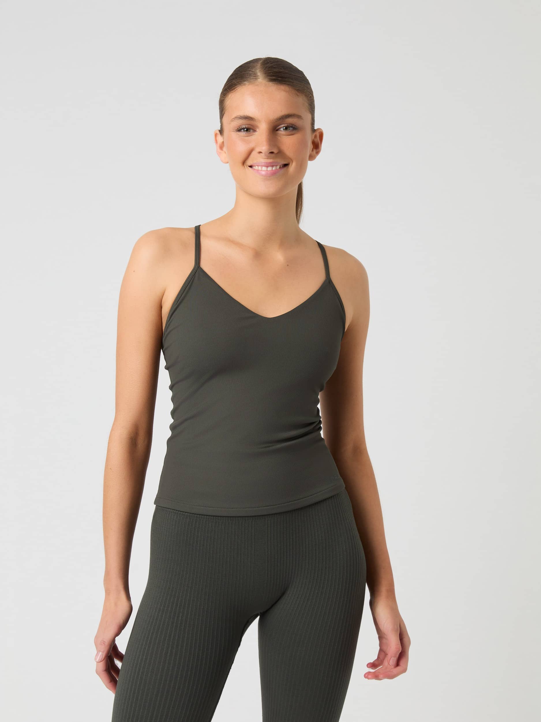 Studio Ribbed Strap Tank Top - Women - Peat | Björn Borg