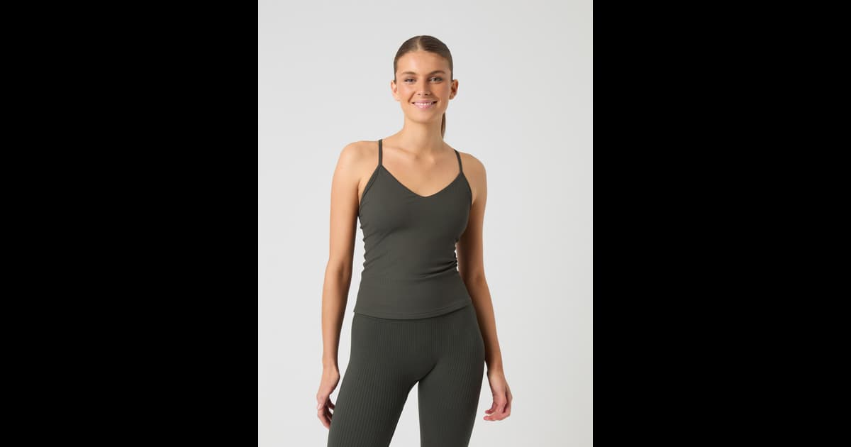 Studio Ribbed Strap Tank Top - Women - Peat | Björn Borg