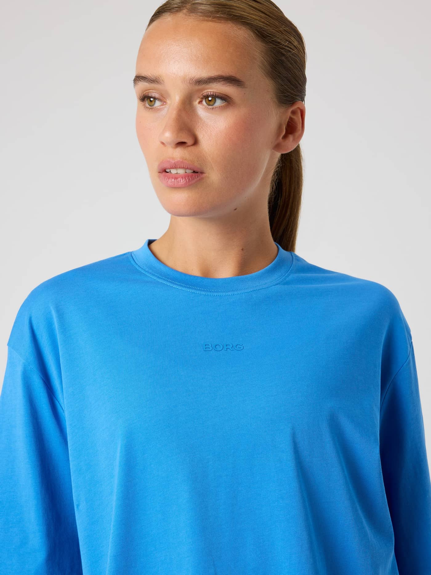 Studio Oversized T-Shirt in Palace Blue (Blauw) met een ton-sur-ton BORG-logo voor training in vooraanzicht. - Image 4