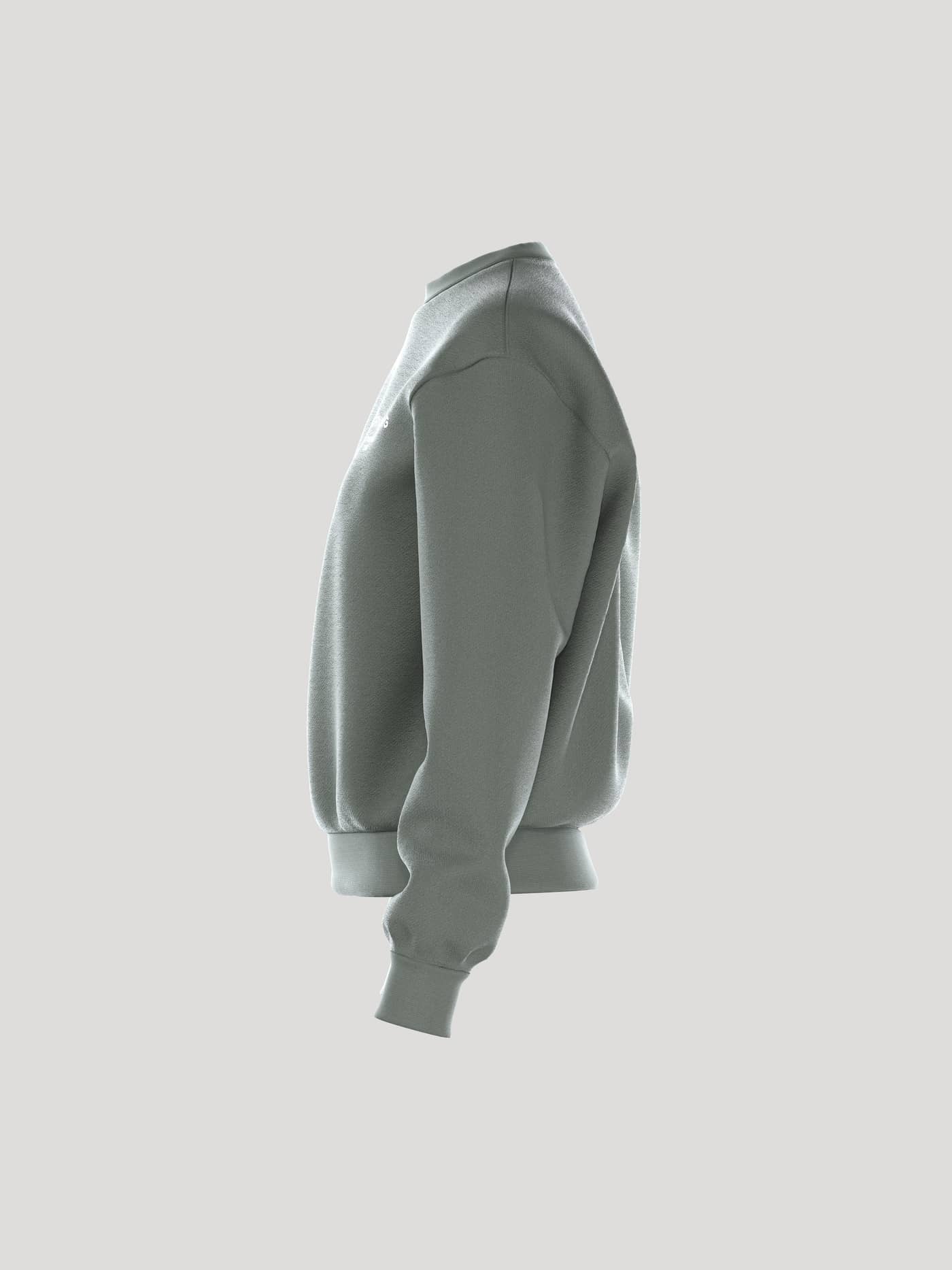 Side view of the women's Borg Essential 1 Sweatshirt in Agave Green (Green) with a soft fleece and relaxed, loose fit. - Image 4