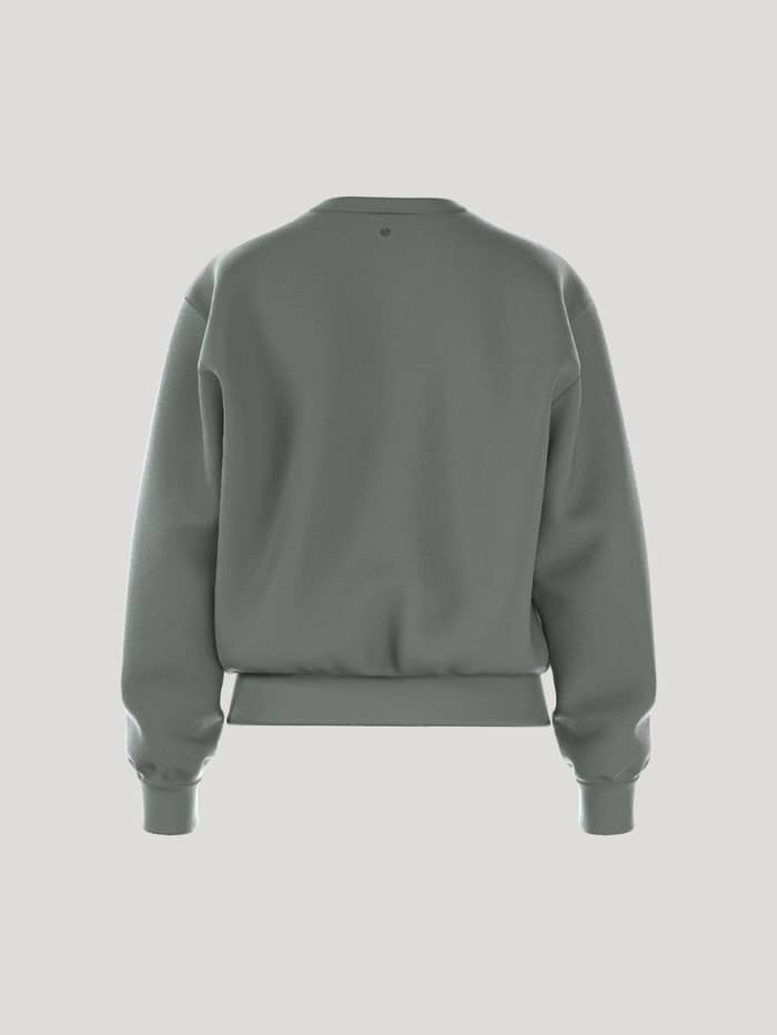 Rückansicht des Borg Essential 1 Sweatshirt in Agave Green (Grün) für Damen mit lockerer Passform und Rippbündchen. - Image 3