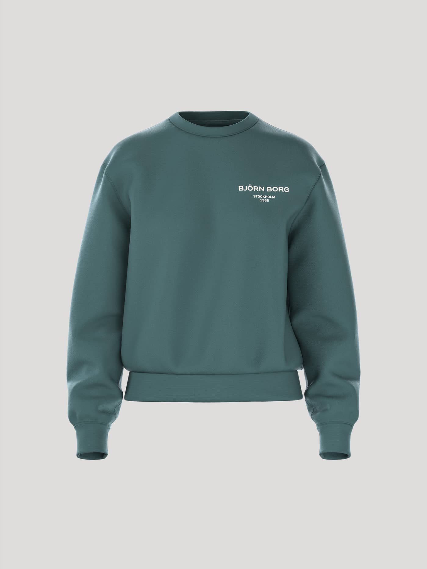 Front view of the women's Borg Essential 1 Sweatshirt in Sea Pine. - Image 1