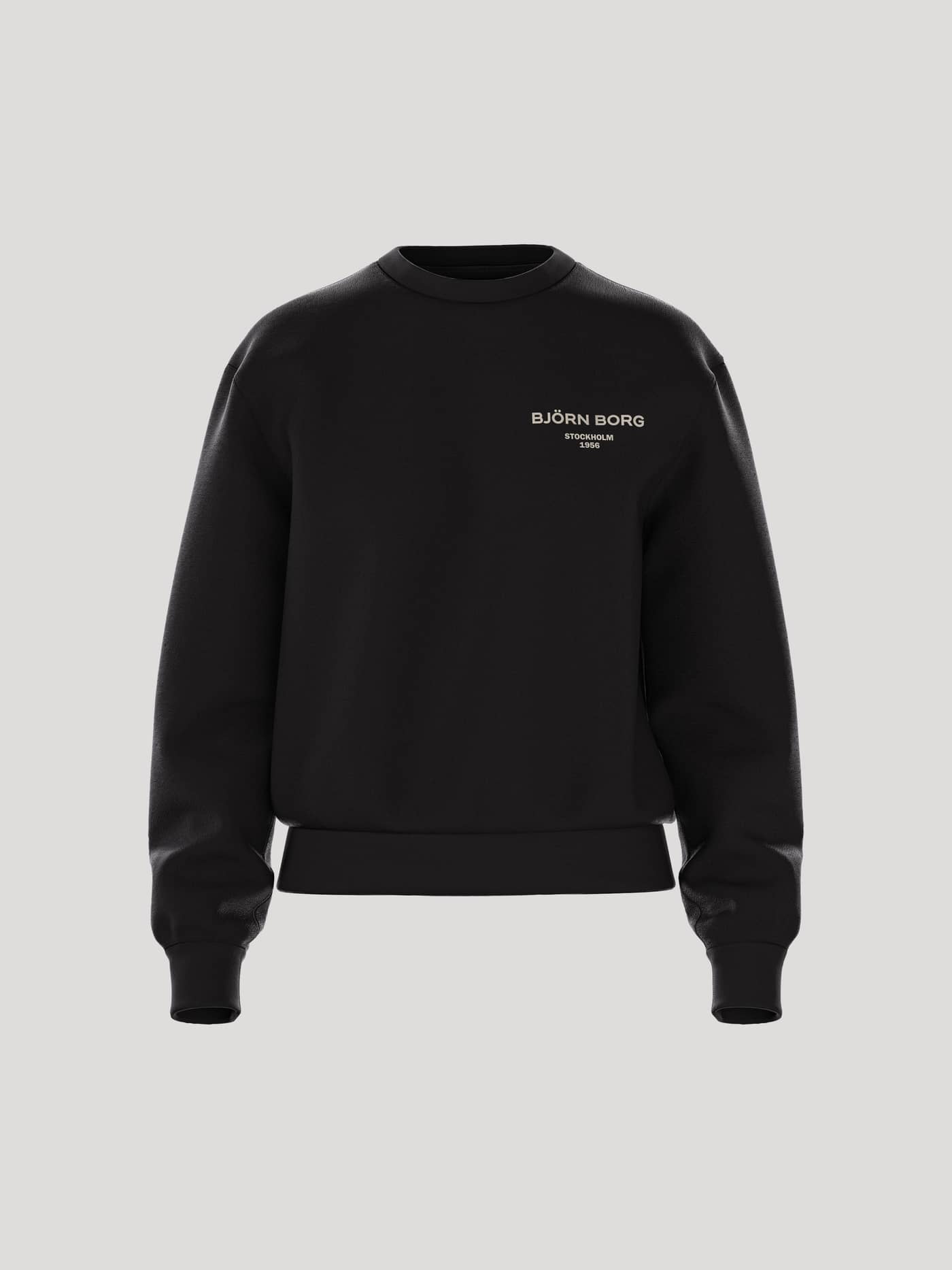 Front view of the women's Borg Essential 1 Sweatshirt in black. - Image 1