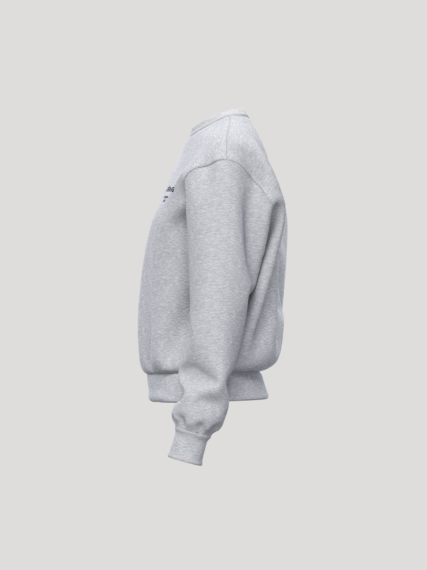 Borg Essential 1 Sweatshirt in Light Grey Melange (Grey) side view, featuring a loose fit, perfect for tennis lifestyle. - Image 3
