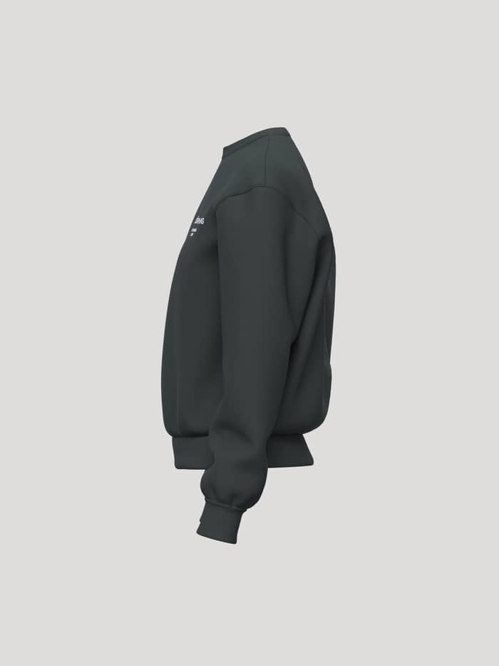 Zijaanzicht van het Borg Essential 1 Sweatshirt in Urban Chic (groen) met een geribde ronde hals en een kleine logo-opdruk. - Image 4