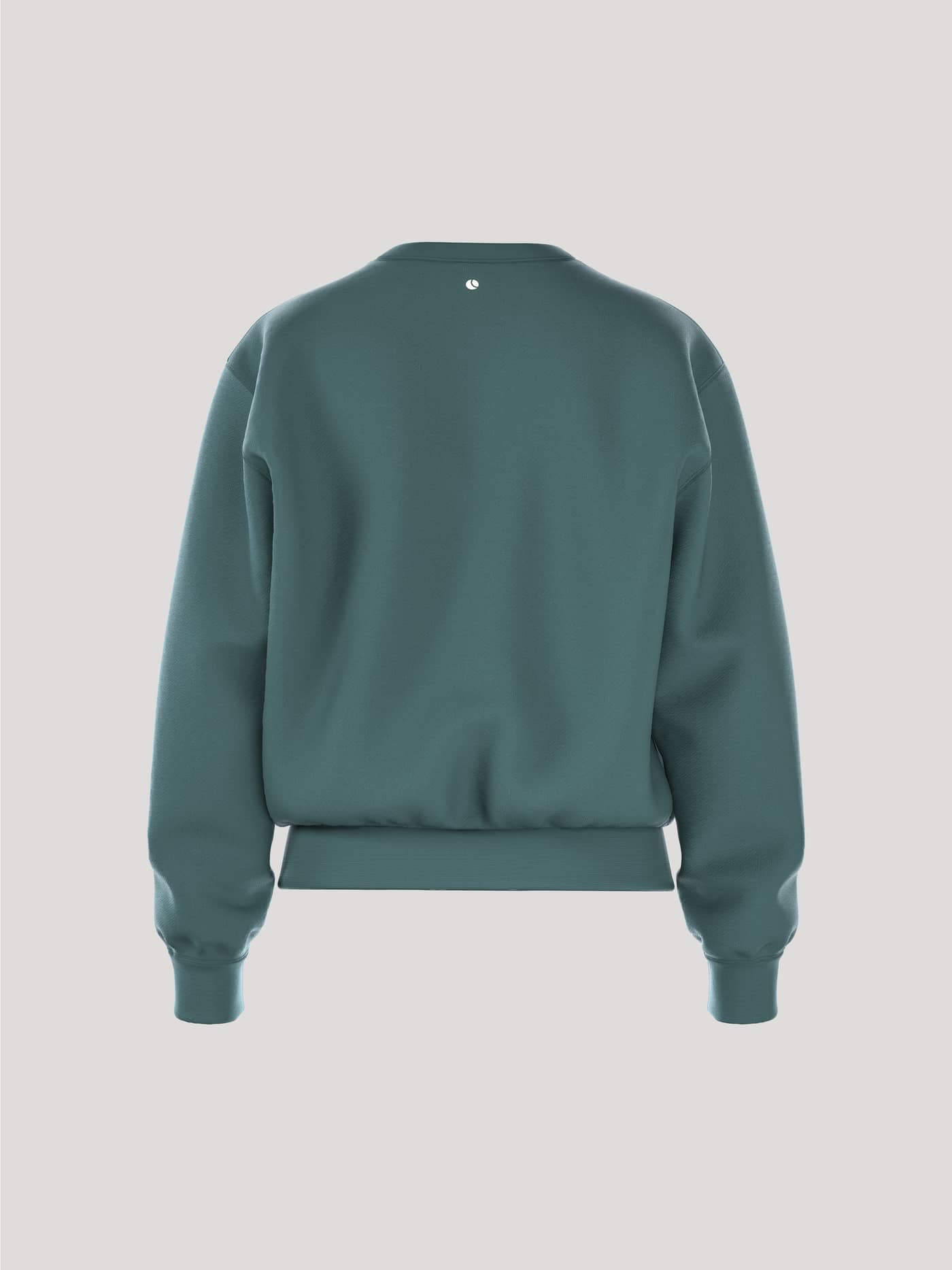 Back view of the women's Borg Essential 1 Sweatshirt in sea pine green, on a plain background. - Image 2