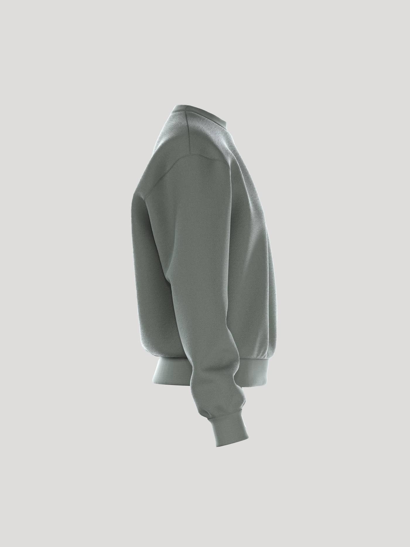Side view of the Borg Essential 1 Sweatshirt in Agave Green (Green), a loose-fitting women's sweater in soft fleece. - Image 2