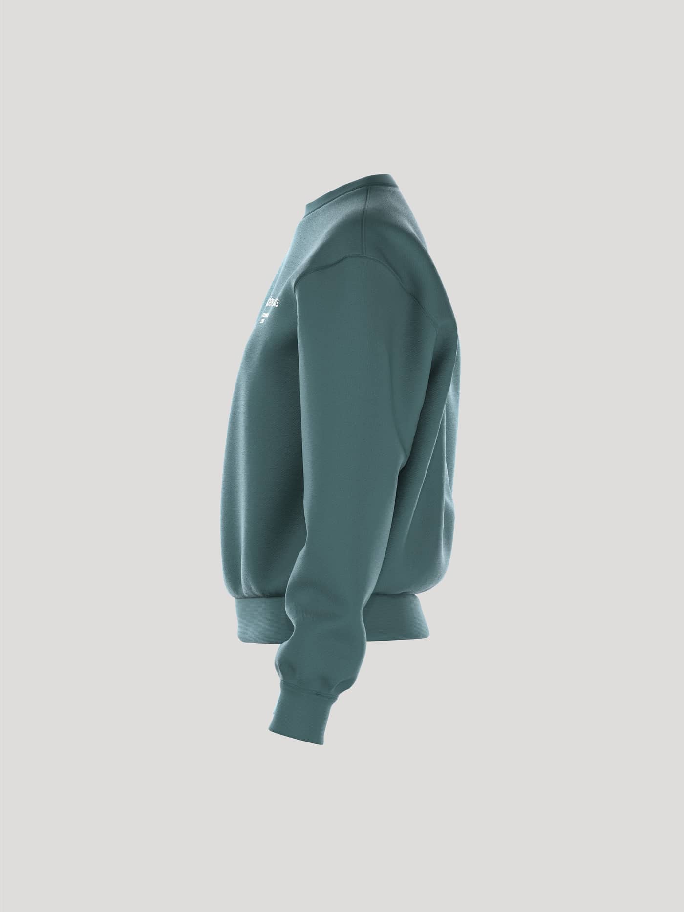 Side view of the women's Borg Essential 1 Sweatshirt in Sea Pine. - Image 4