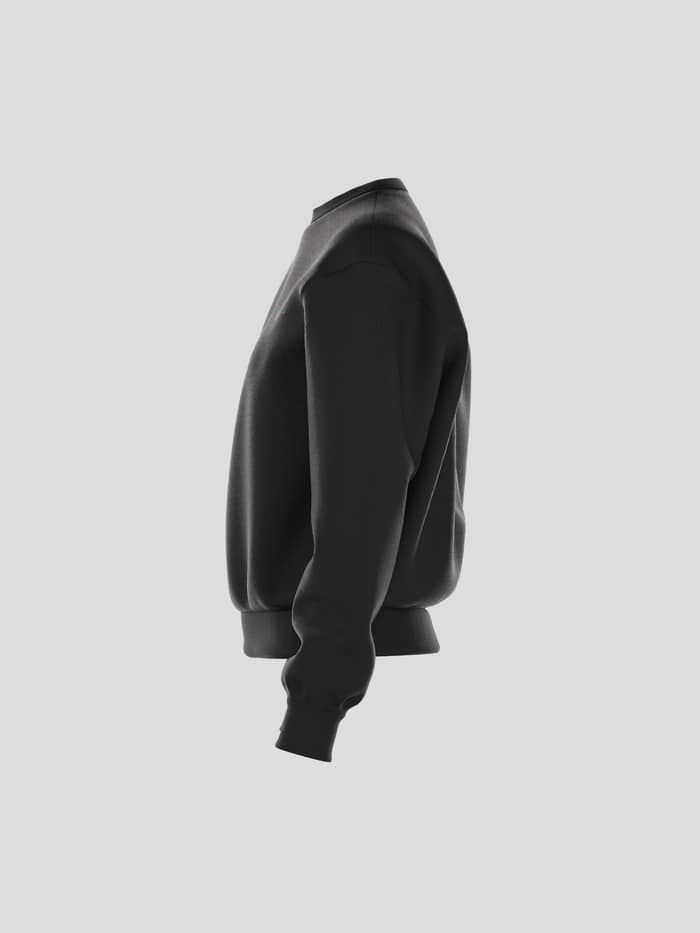 Zijaanzicht van het Borg Essential 1 Sweatshirt in Black Beauty (Zwart) met een losse pasvorm en geribbelde details. - Image 4