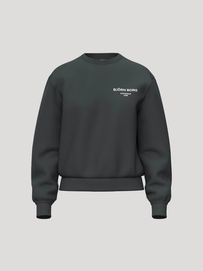 Vooraanzicht van de Borg Essential 1 Sweatshirt in Urban Chic (groen) met een witte logo-opdruk op de borst.