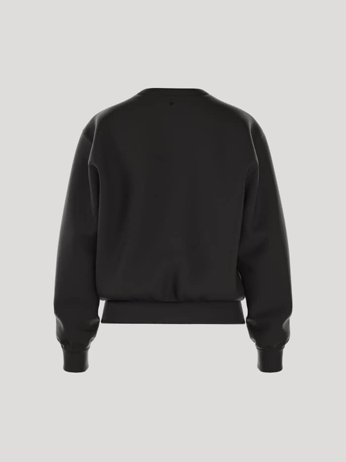Achteraanzicht van het Borg Essential 1 Sweatshirt in Black Beauty (Zwart) met een stijlvolle losse pasvorm. - Image 3