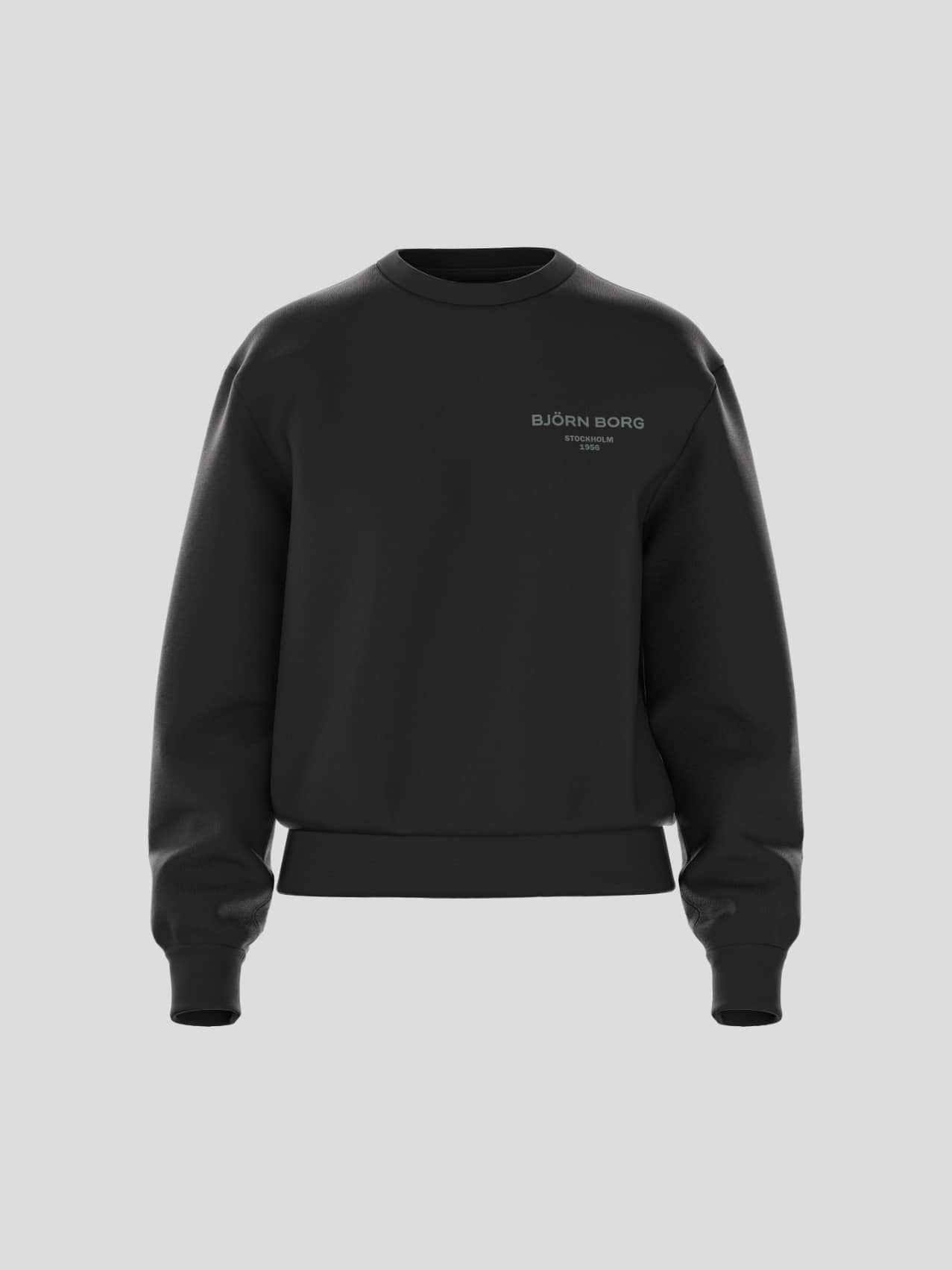 Vooraanzicht van het Borg Essential 1 Sweatshirt voor dames in Black Beauty (Zwart) met een losse pasvorm en klein logo. - Image 1
