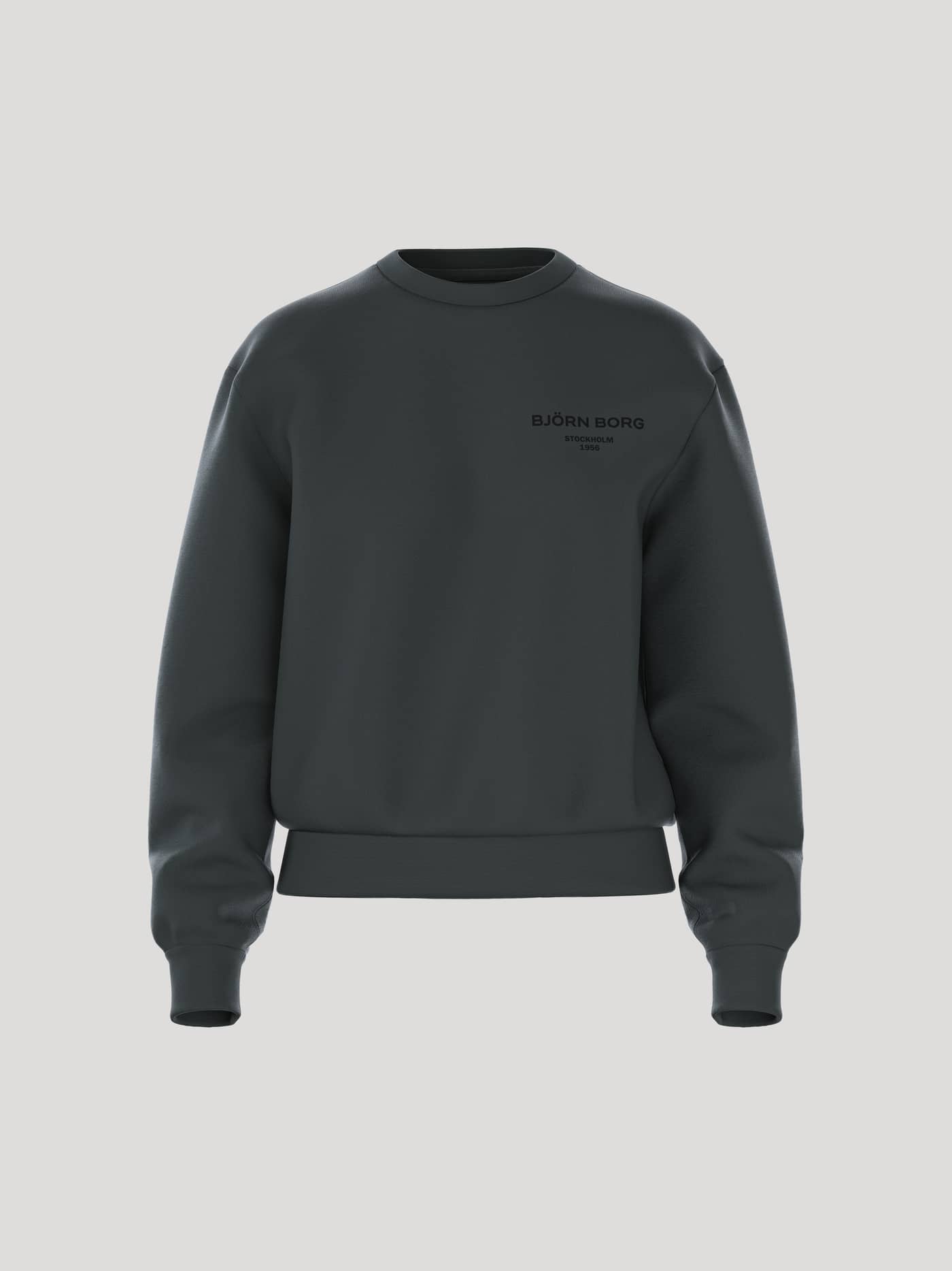 Borg Essential 1 Sweatshirt in Urban Chic (Groen) met een ruimvallende pasvorm en klein logo in vooraanzicht. - Image 1