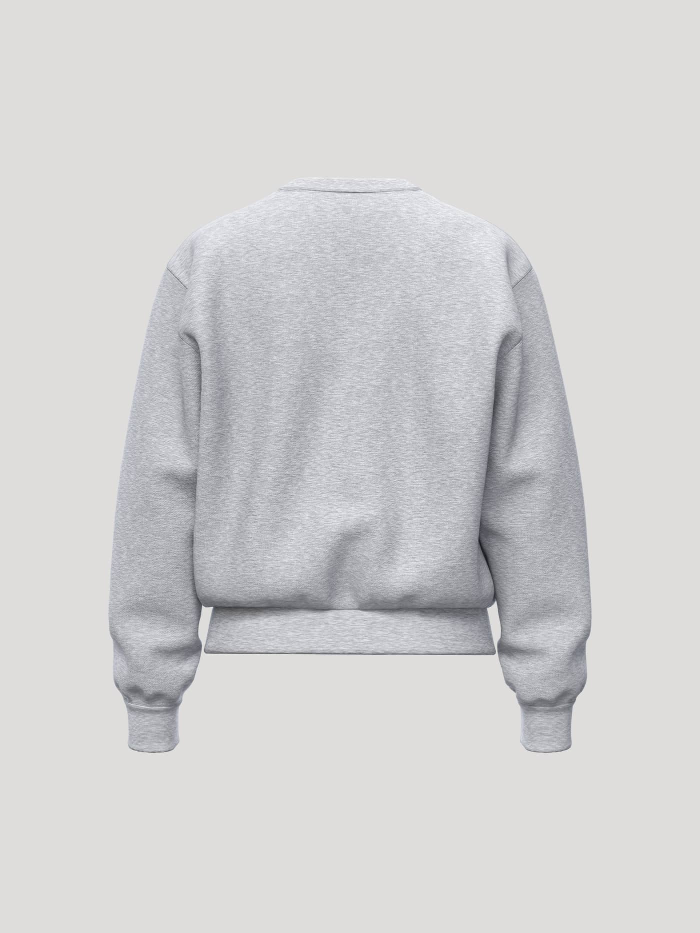 Back view of the Borg Essential 1 Sweatshirt in Light Grey Melange (Grey) featuring a soft fleece and a loose fit. - Image 2