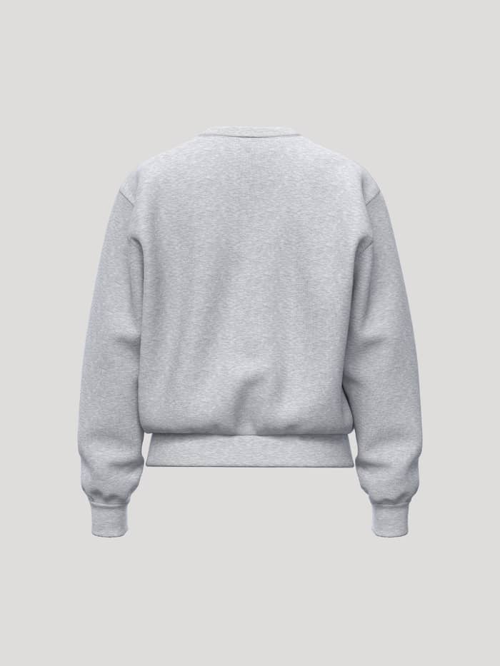 Achteraanzicht van het Borg Essential 1 Sweatshirt in Light Grey Melange (Grijs) van zacht fleece met een losse pasvorm. - Image 2