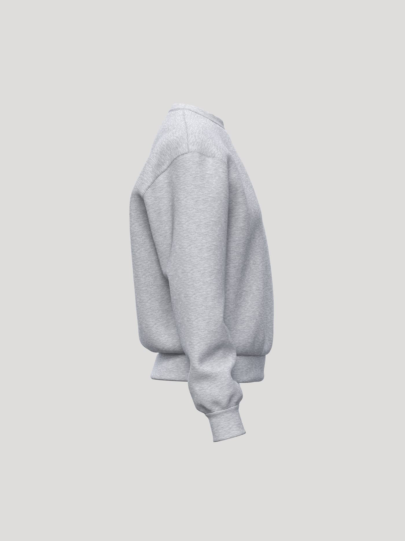 Side view of the Borg Essential 1 Sweatshirt in Light Grey Melange (Grey) showing its comfortable loose fit. - Image 4