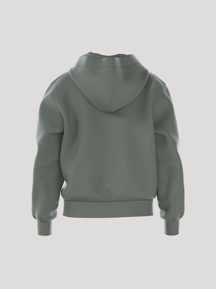 Borg Essential 1 Hoodie i Agave Green (Grøn) set bagfra med en løs pasform og blød bomuldsfleece. - Image 3