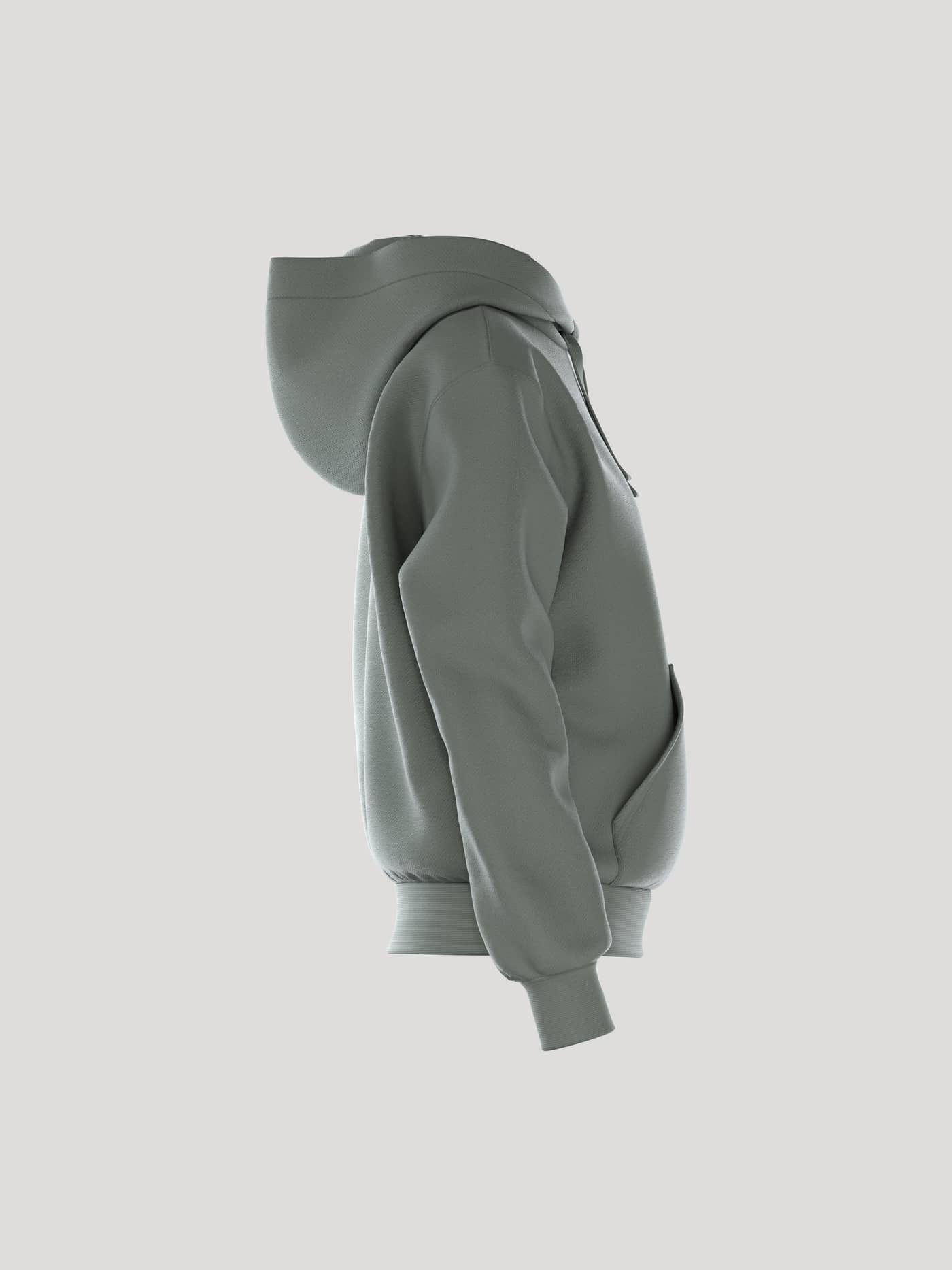 Zij-aanzicht van de Borg Essential 1 Hoodie voor dames in Agave Green (Groen) met een losse pasvorm en dubbellaagse capuchon. - Image 2